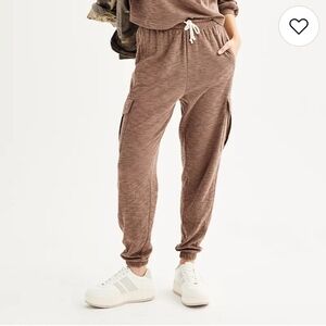 SO Kohl's Juniors' Doublecloth Cargo Joggers Pockets Stretch Chocolate Brown M